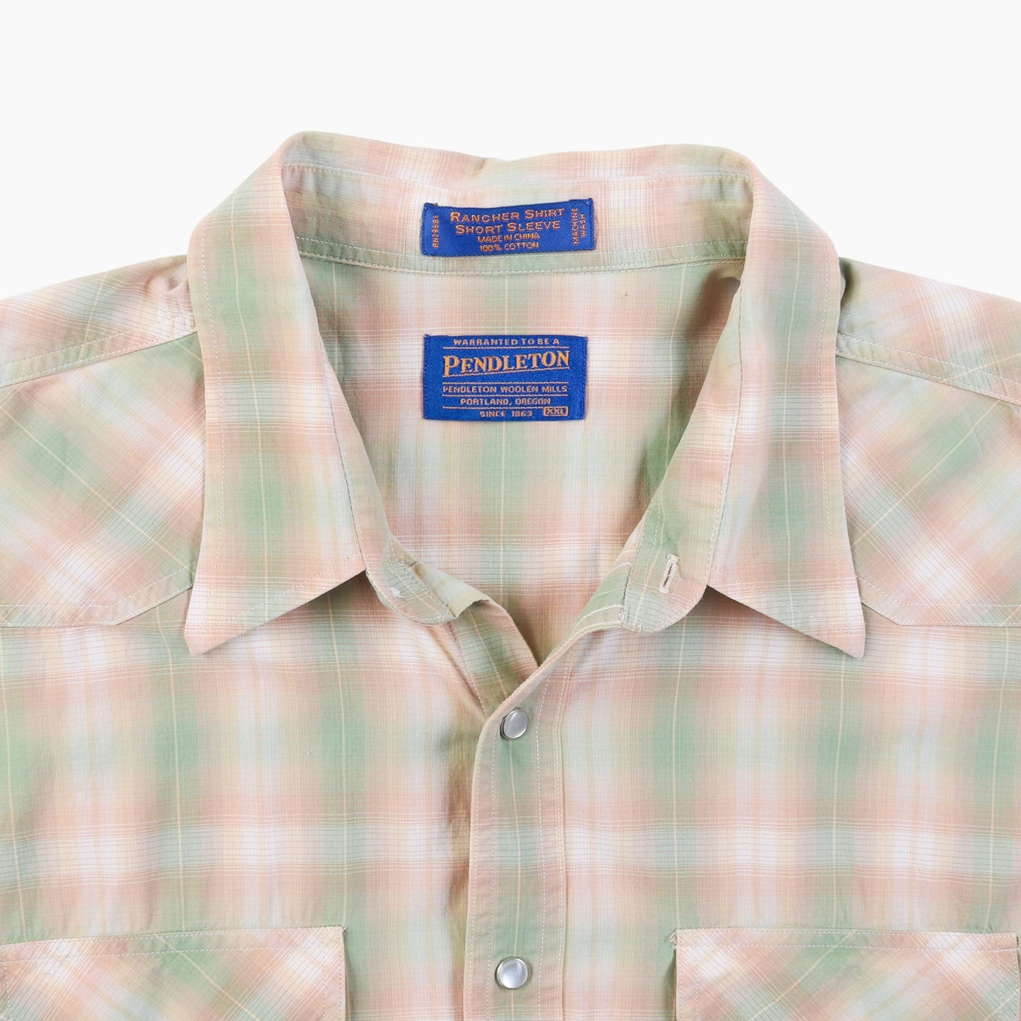 Vintage Shirt - Green And Orange Check - American Madness