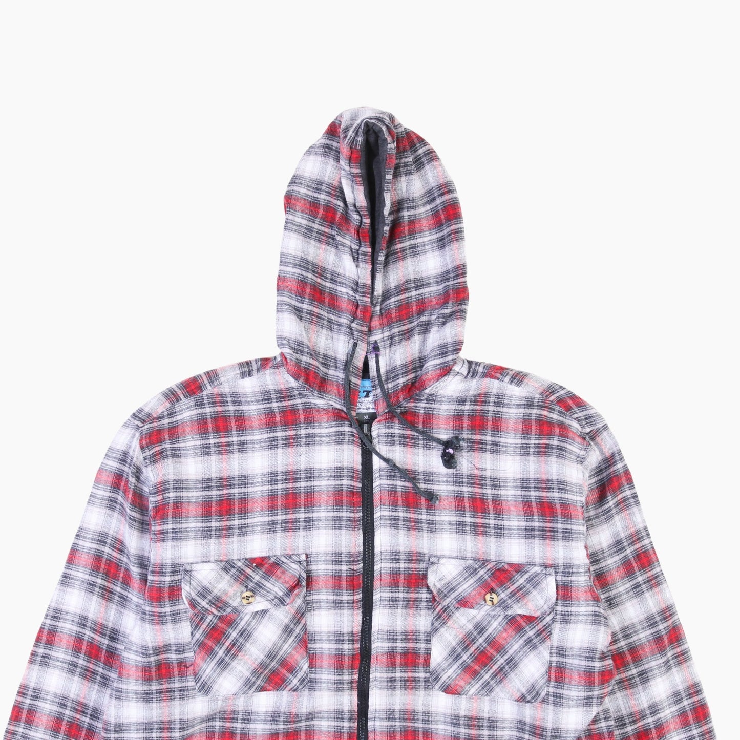 Vintage Flannel Hooded Overshirt - Red Check