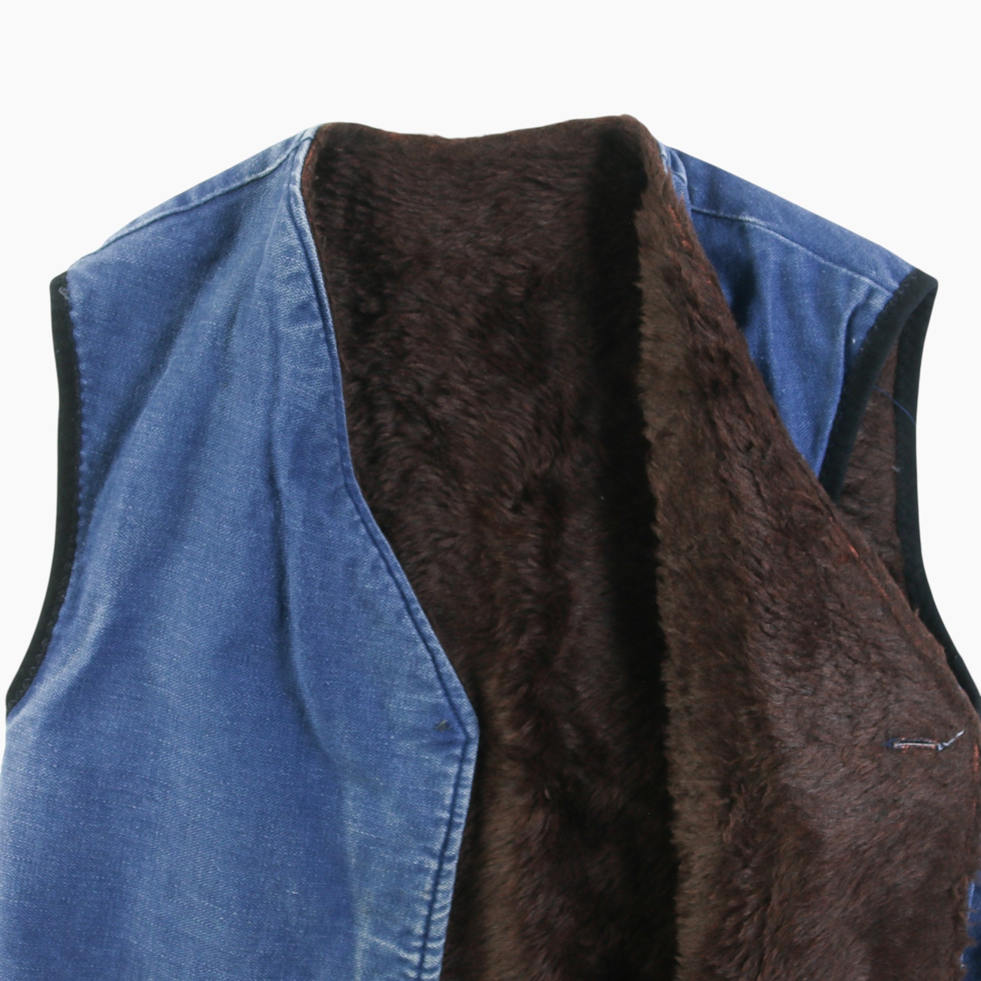 Vintage Fur Lined Vest - Blue