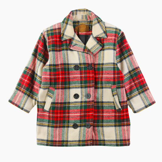 Wool Tartan Pea Coat - American Madness