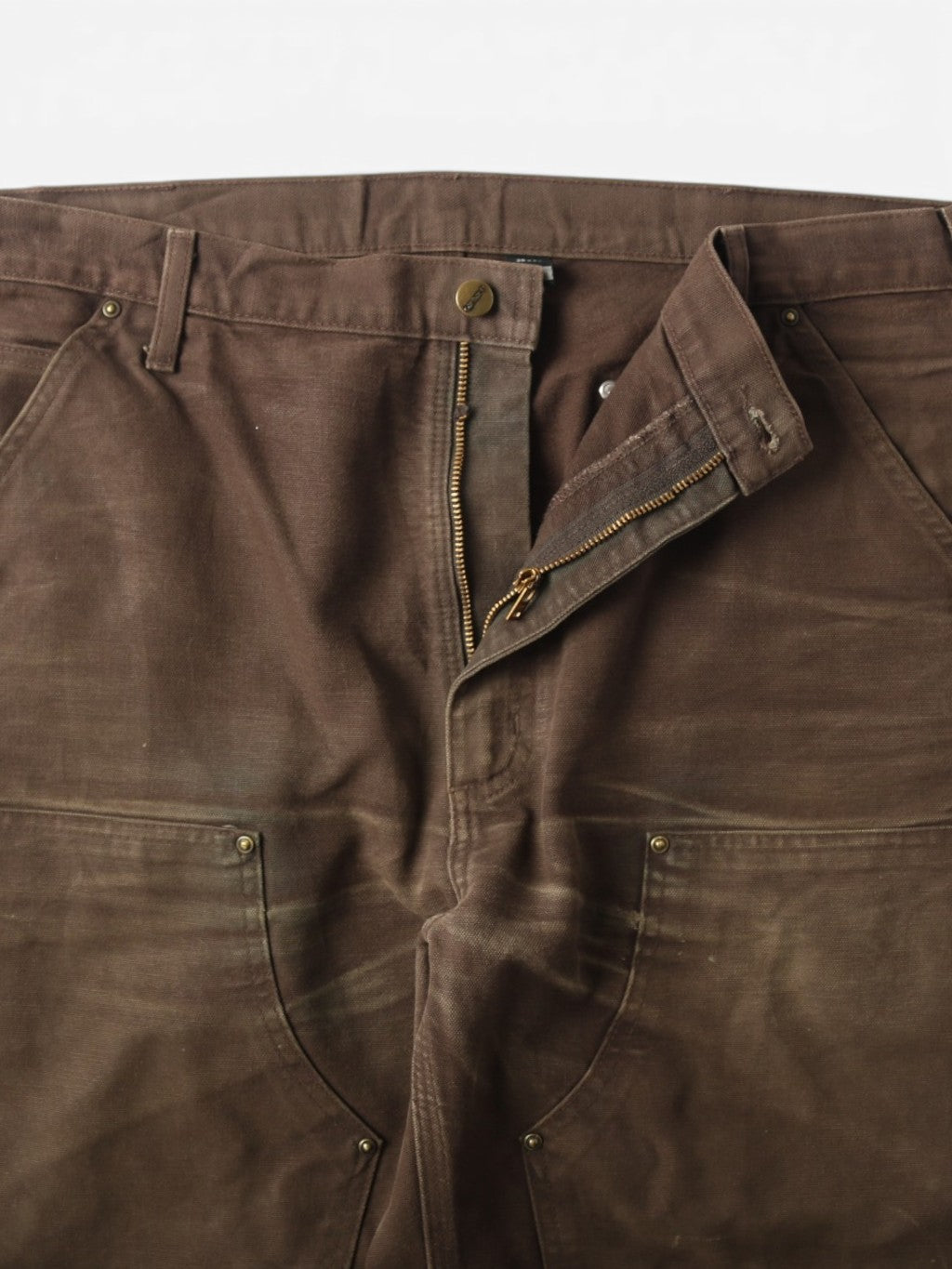 Broken Zip Vintage Double Knee Carpenter Pants - Brown - 36/34