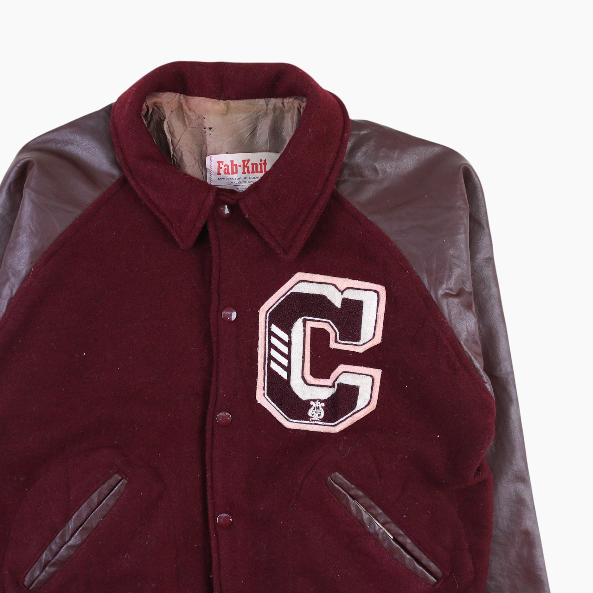 Vintage Varsity 'C' Bomber Jacket - Maroon