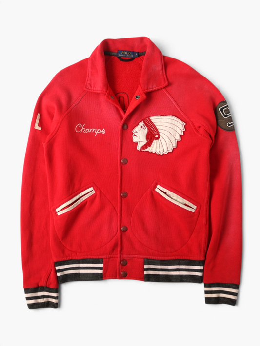 Vintage Patched Varsity Jacket - Red
