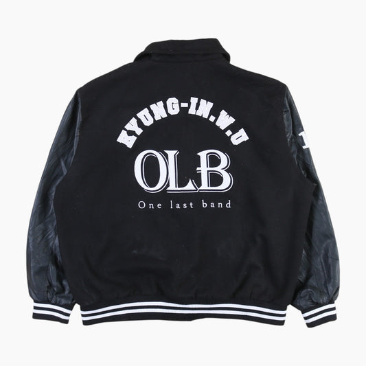 Vintage Varsity 'OLB' Bomber Jacket - Black