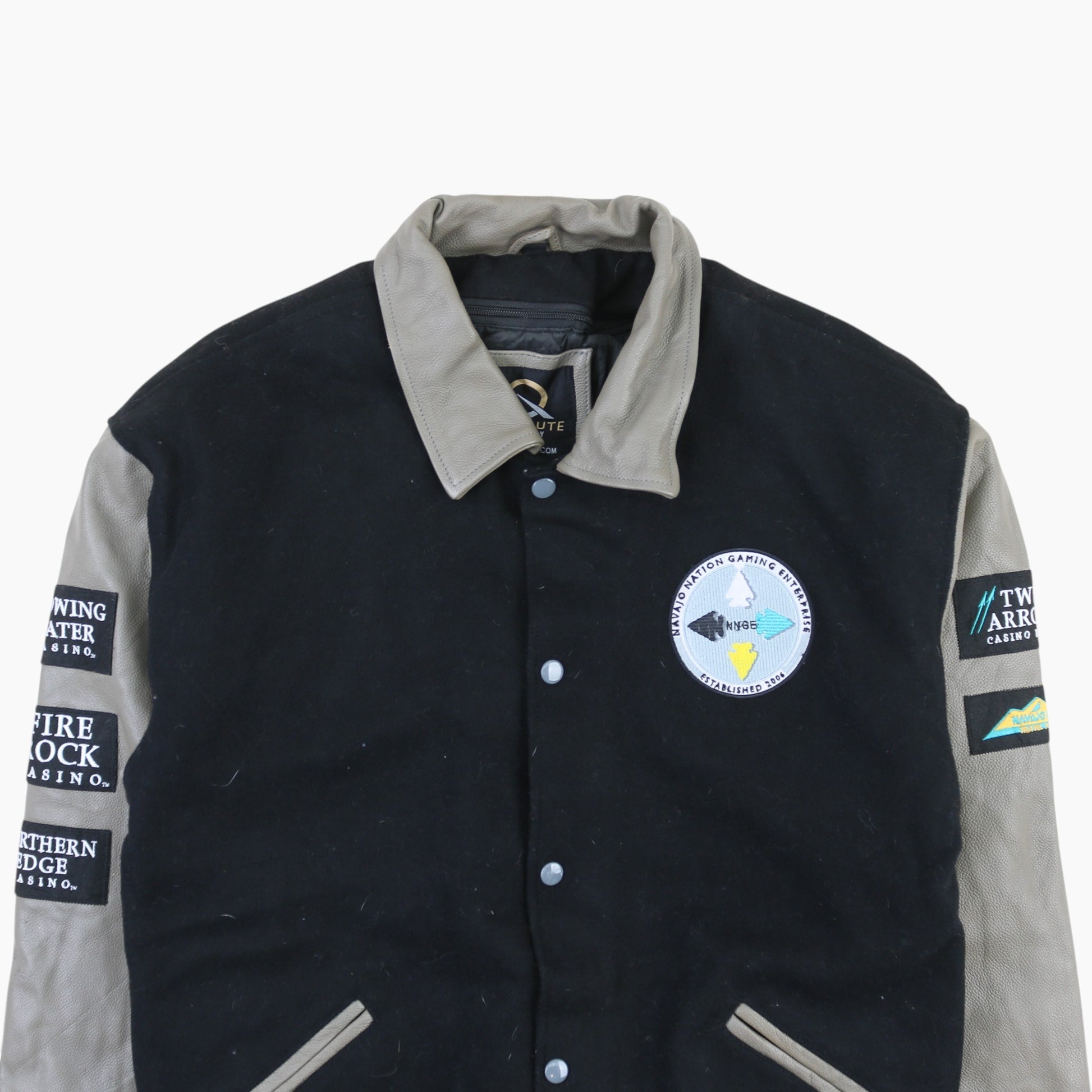 Vintage Varsity 'Navajo Nation Gaming' Bomber Jacket - Black