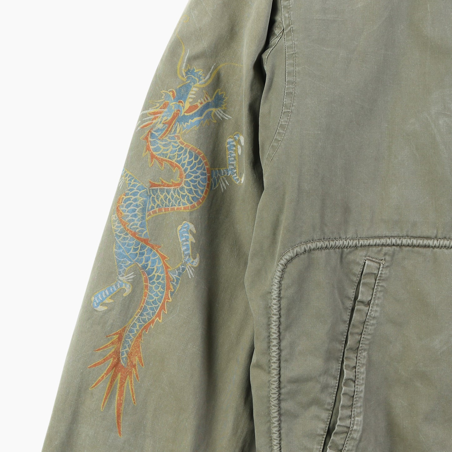 Vintage Printed Bomber Jacket - Green