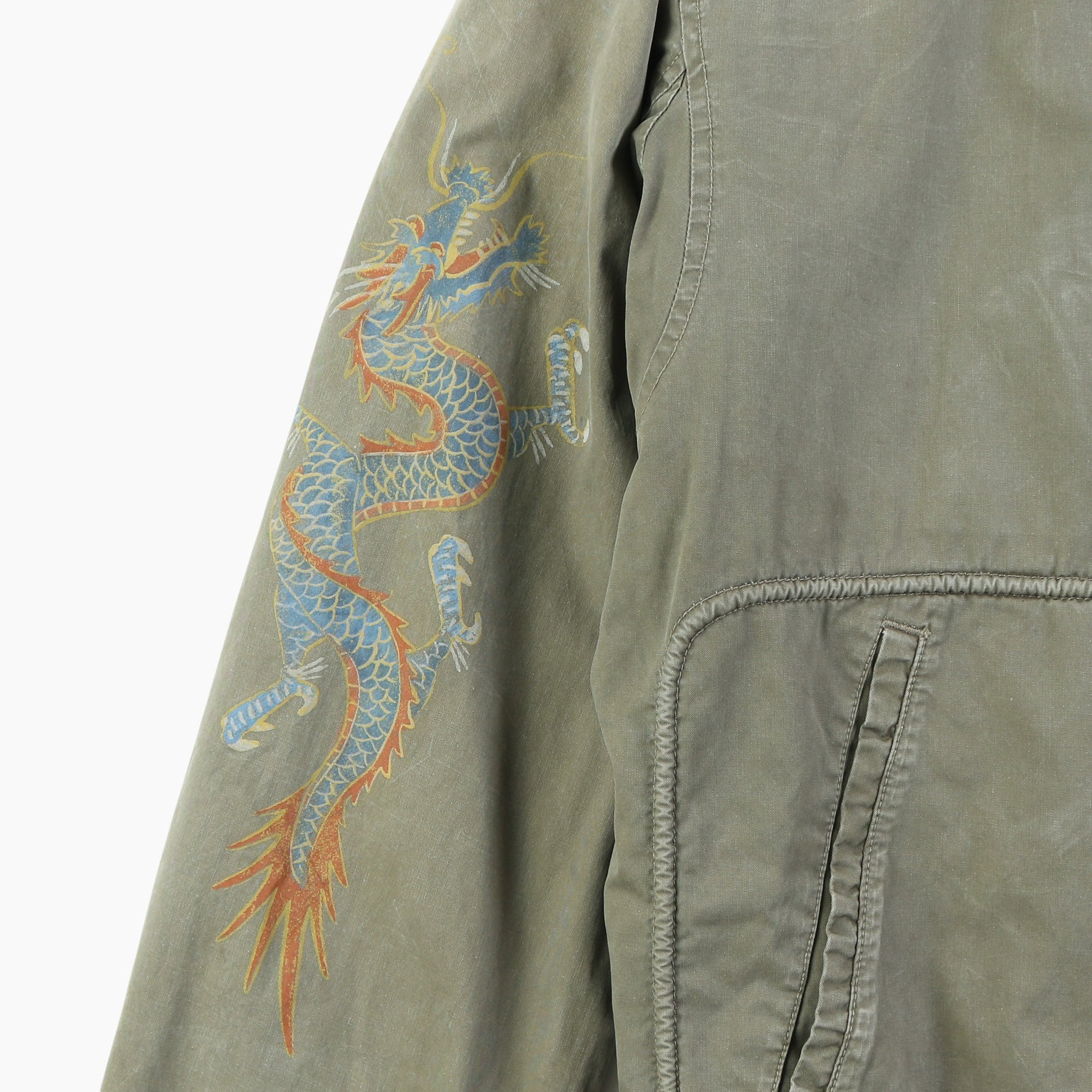 Vintage Printed Bomber Jacket - Green