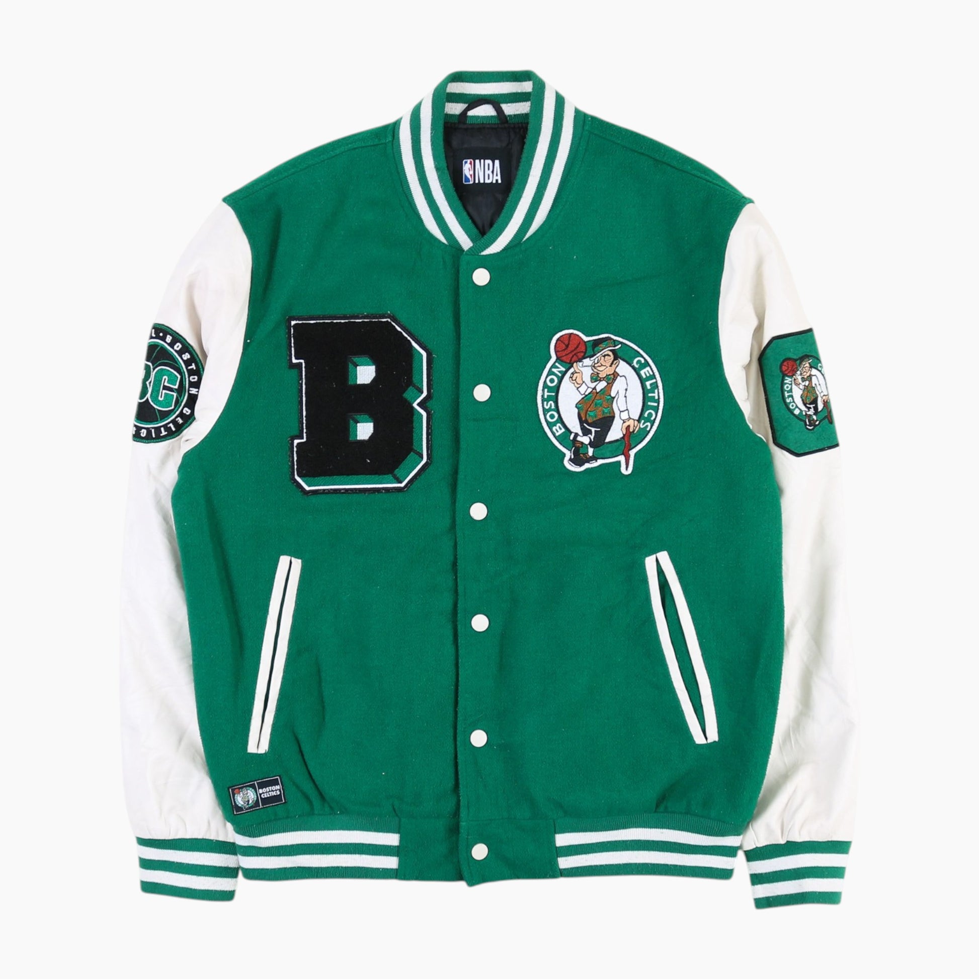Vintage Varsity 'Boston Celtics' Bomber Jacket - Green