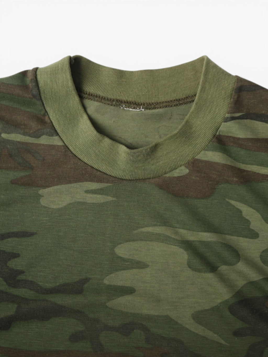 Single Stitch Woodland Camouflage Ringer T-Shirt