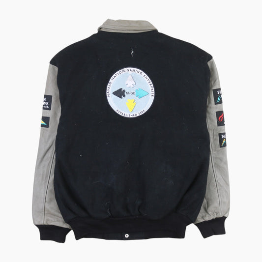 Vintage Varsity 'Navajo Nation Gaming' Bomber Jacket - Black
