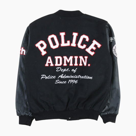 Vintage Varsity 'P' Bomber Jacket - Black