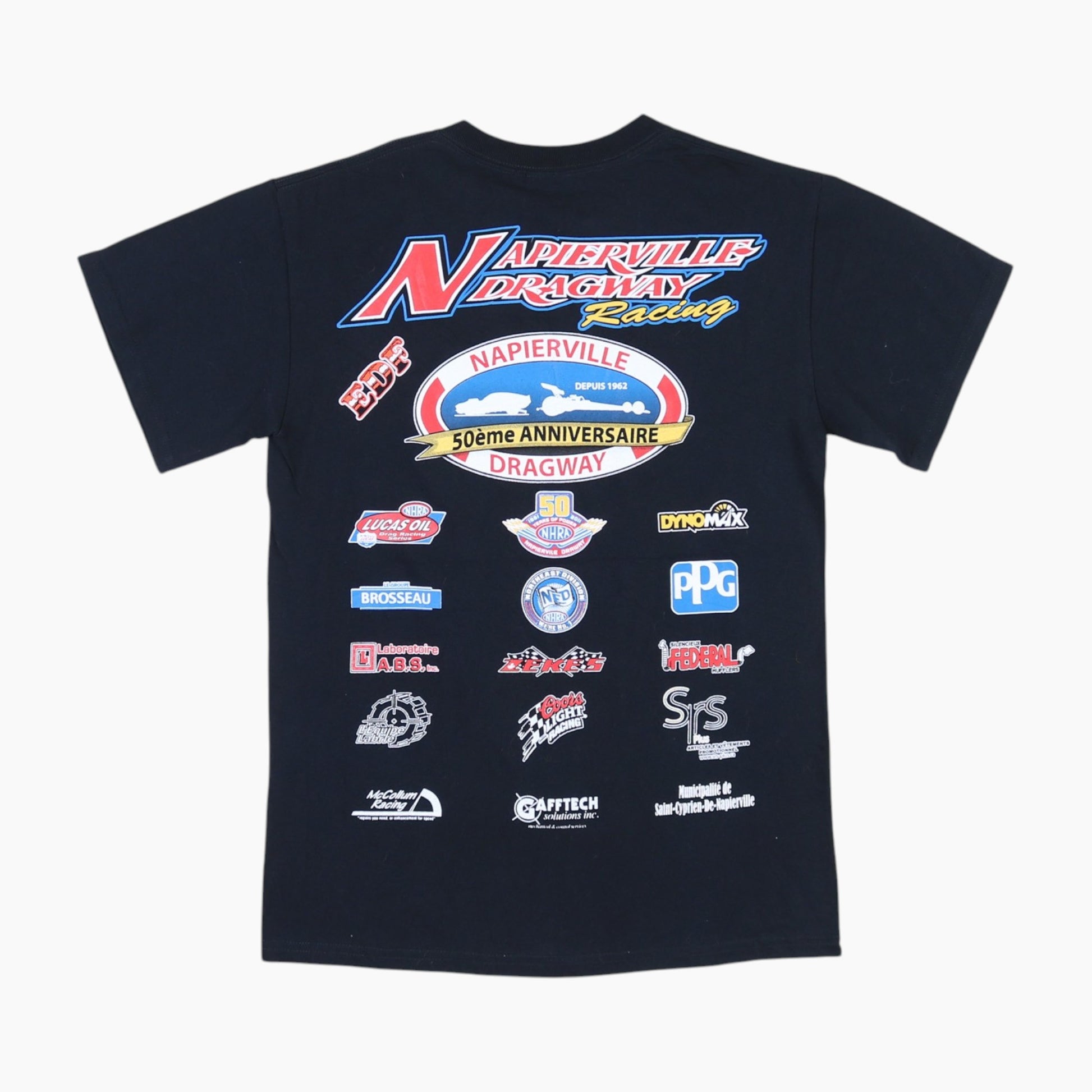 Vintage 'Napierville Dragway Racing' T-shirt - Black