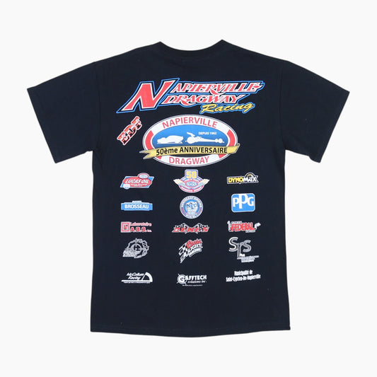 Vintage 'Napierville Dragway Racing' T-shirt - Black