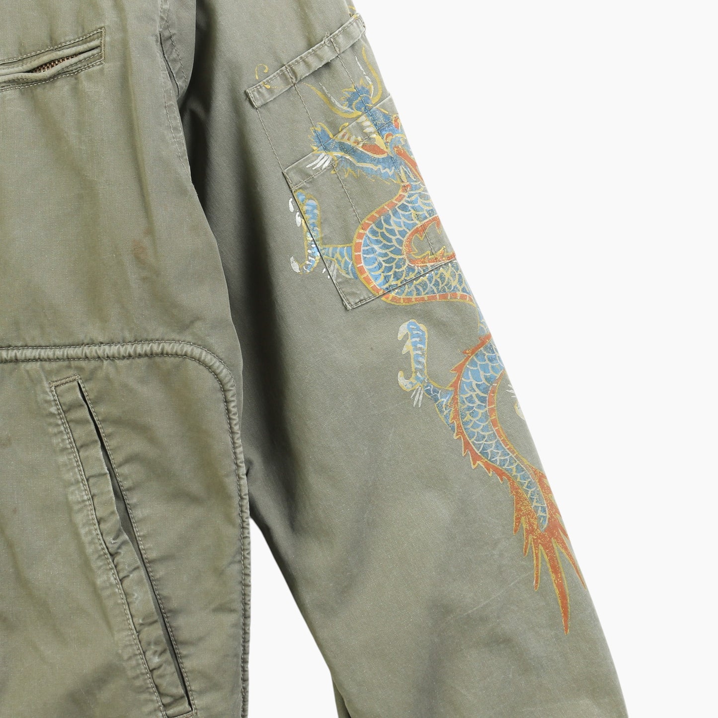 Vintage Printed Bomber Jacket - Green