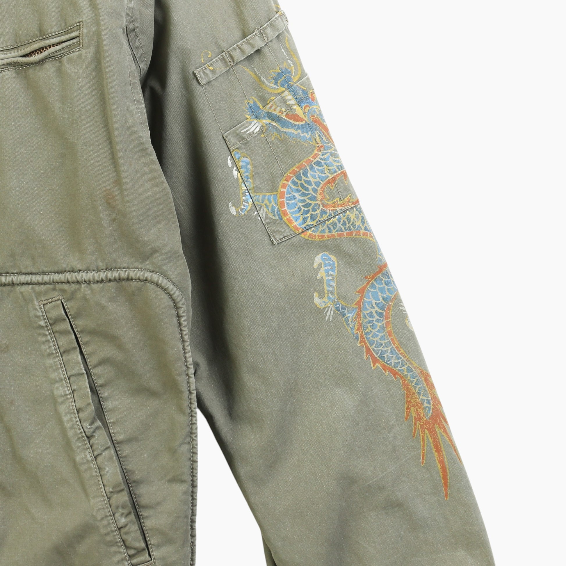 Vintage Printed Bomber Jacket - Green