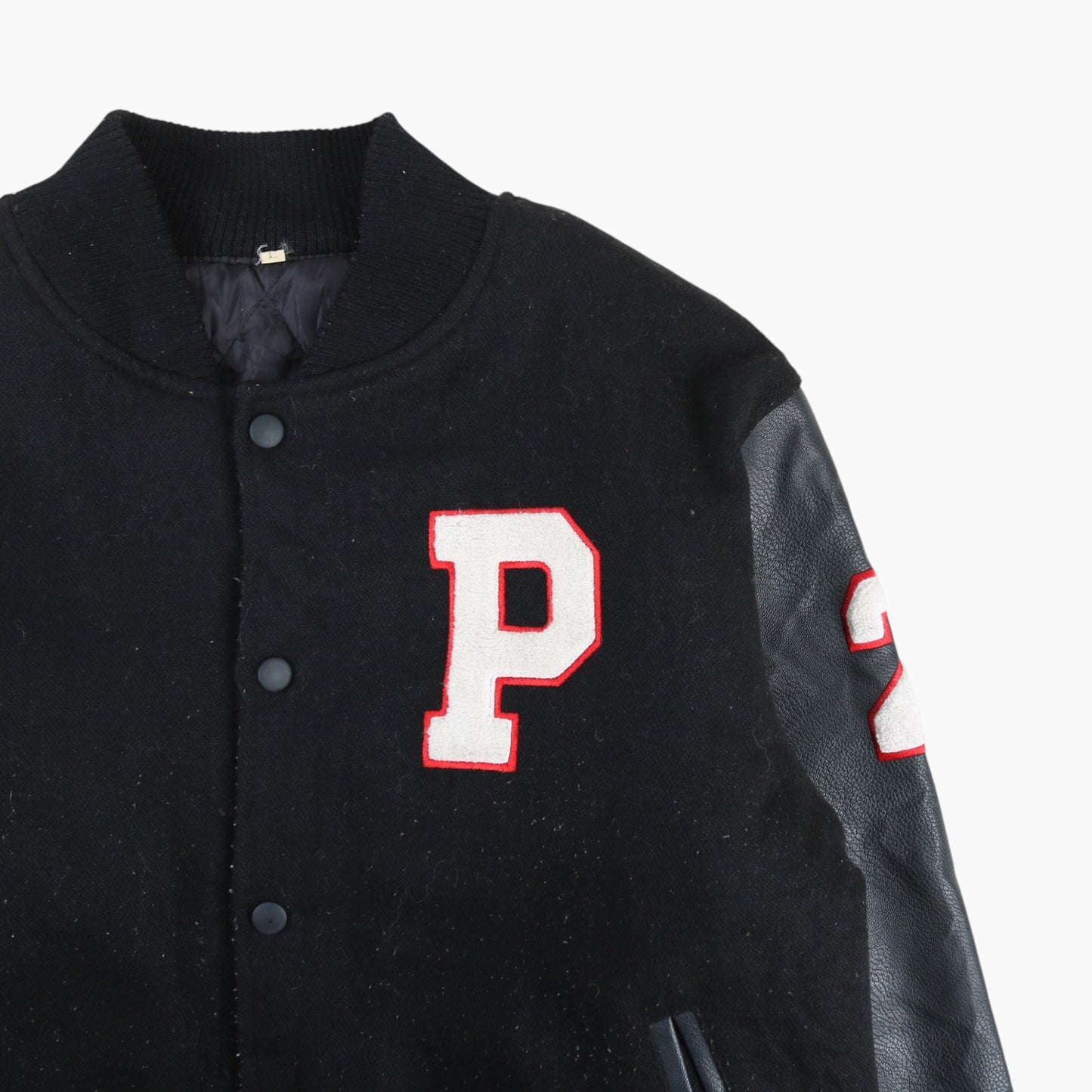 Vintage Varsity 'Police Admin' Bomber Jacket - Black