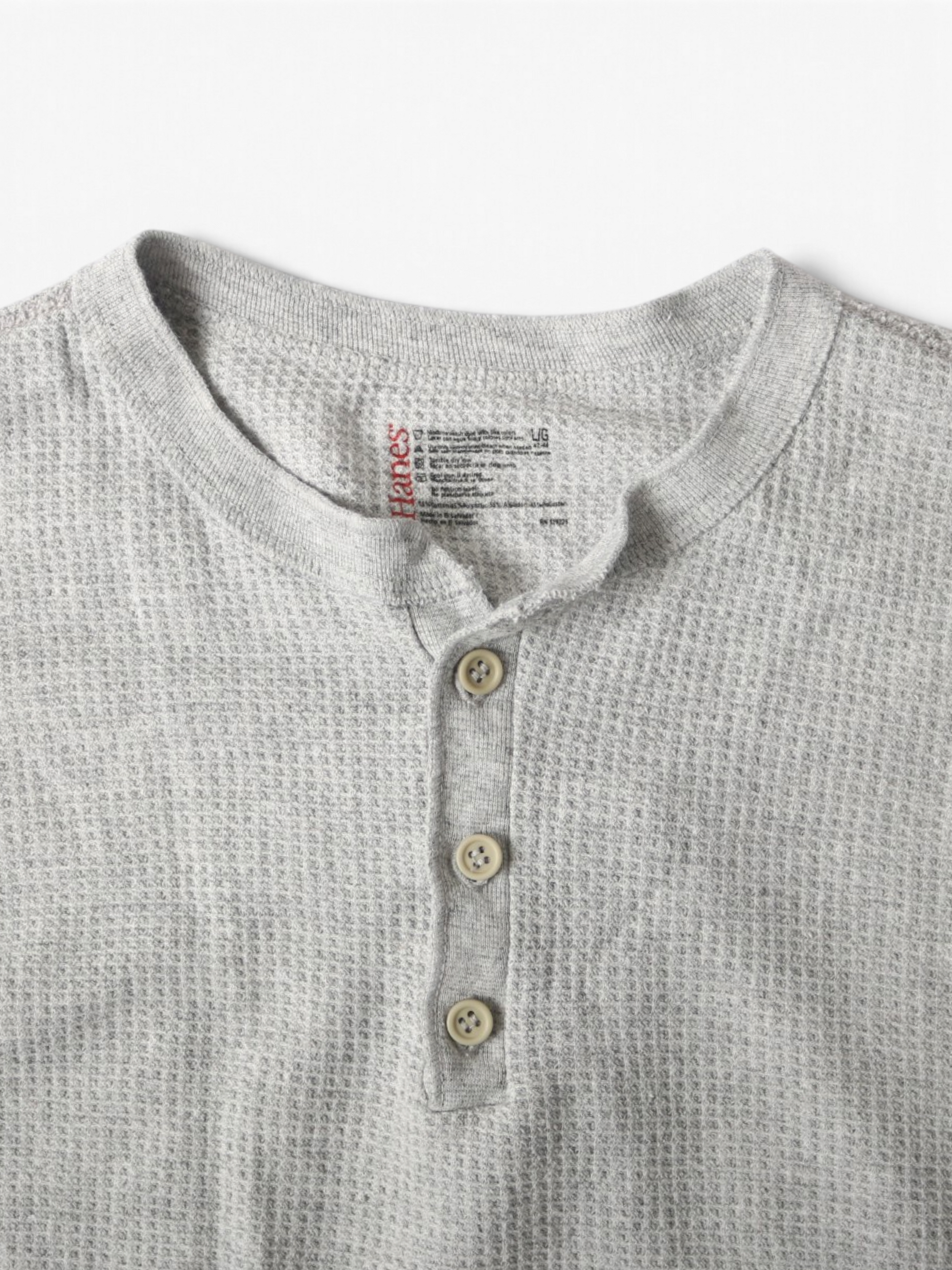 'Hanes' Waffle Henley Thermal