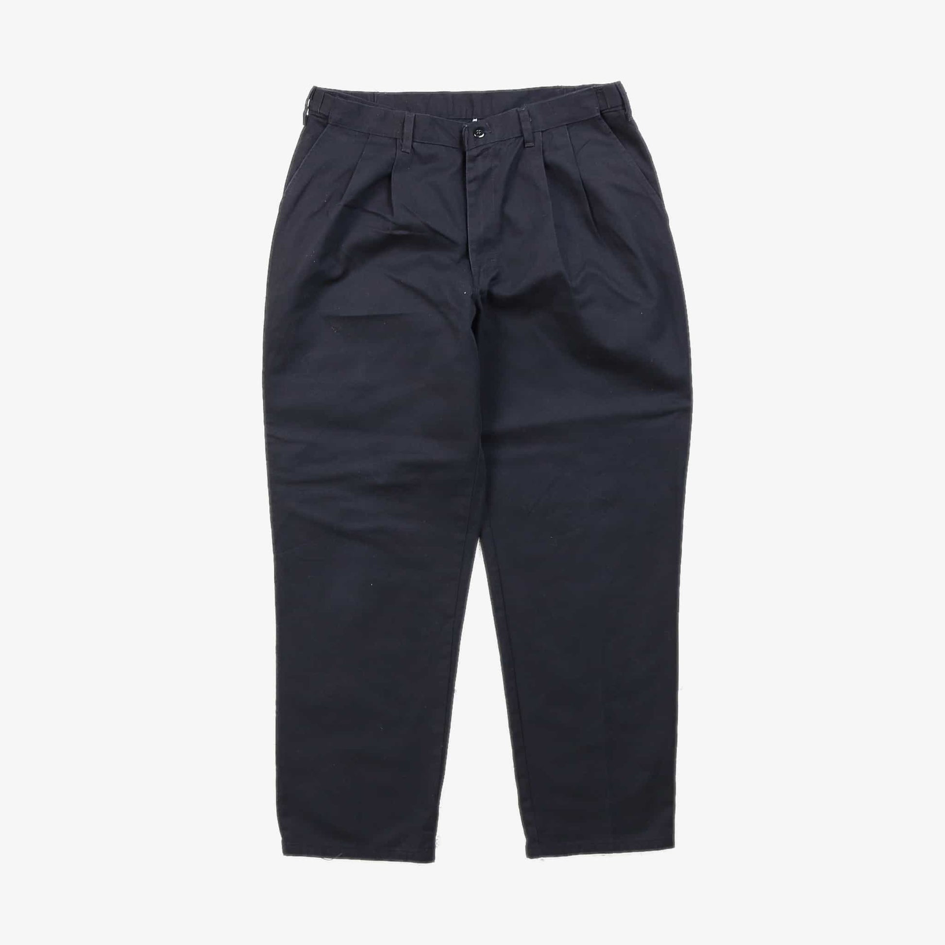 Pleated Work Trousers - Black - 36/30 - American Madness