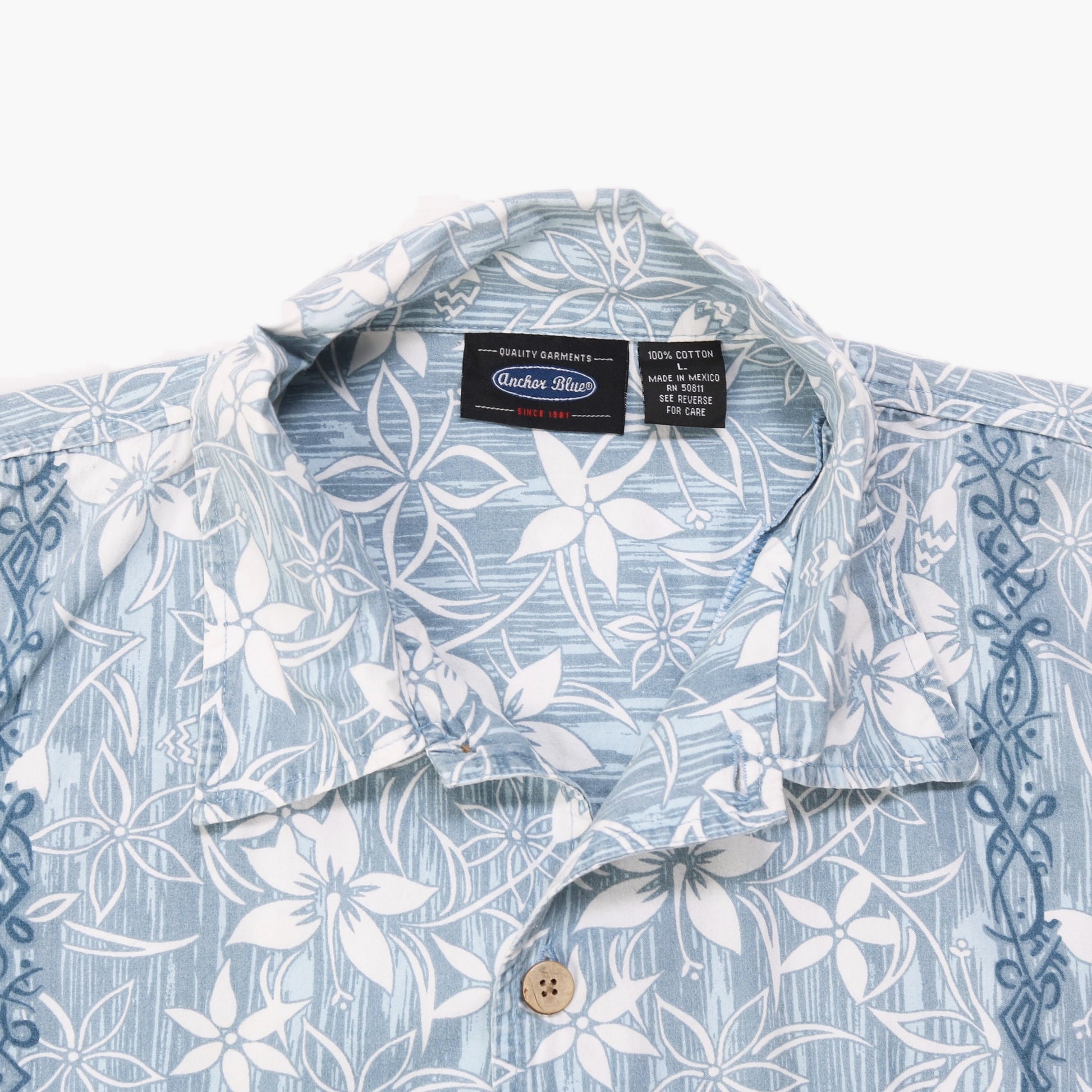 Reverse pineapple blue aloha shirt