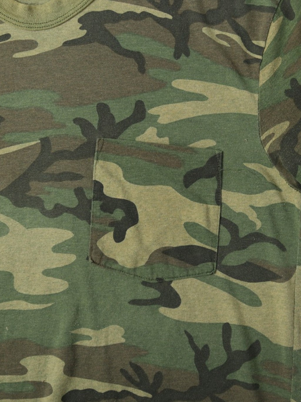 Single Stitch Woodland Camouflage Pocket T-Shirt