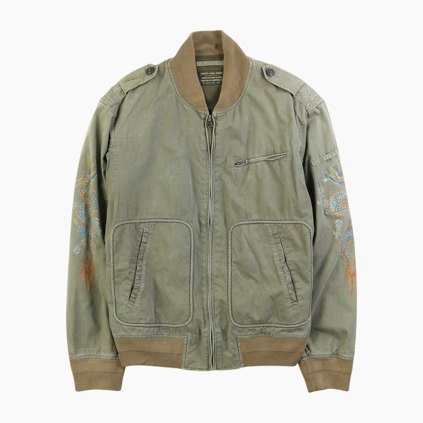 Vintage Printed Bomber Jacket - Green