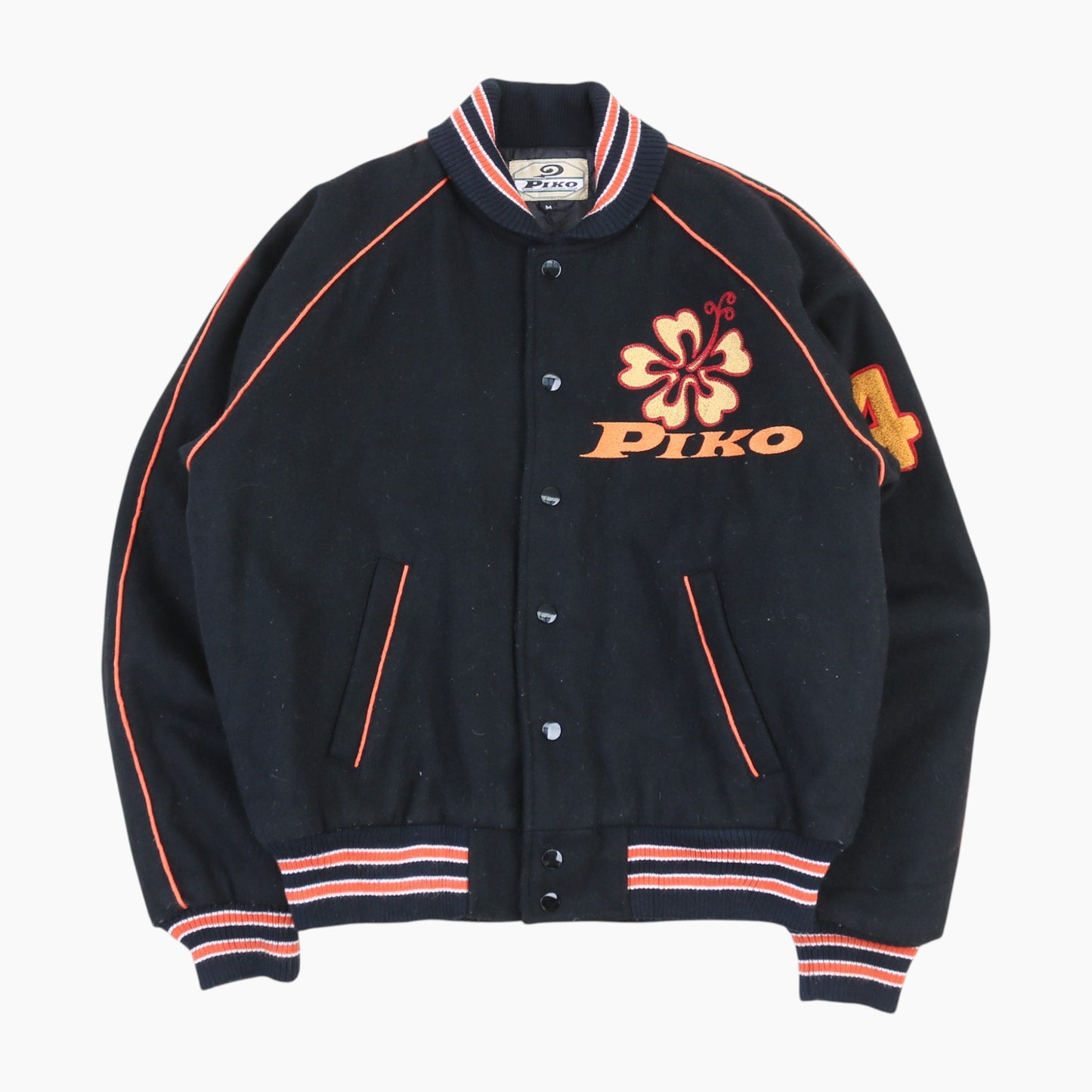 Vintage Varsity 'PIKO' Bomber Jacket - Black