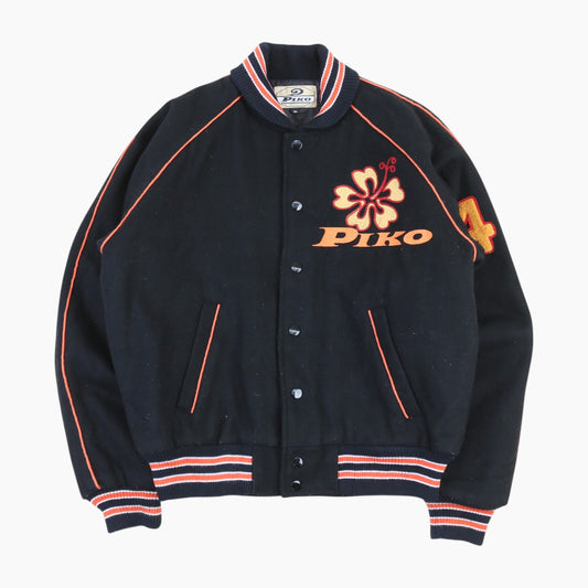 Vintage Varsity 'PIKO' Bomber Jacket - Black