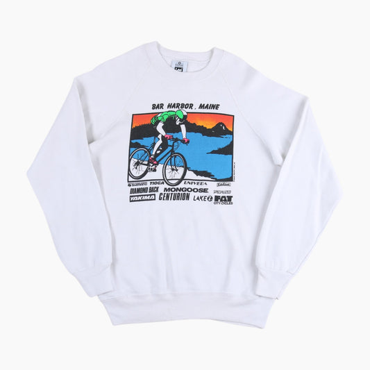 'Bar Harbor, Maine Cycling' Sweatshirt - White