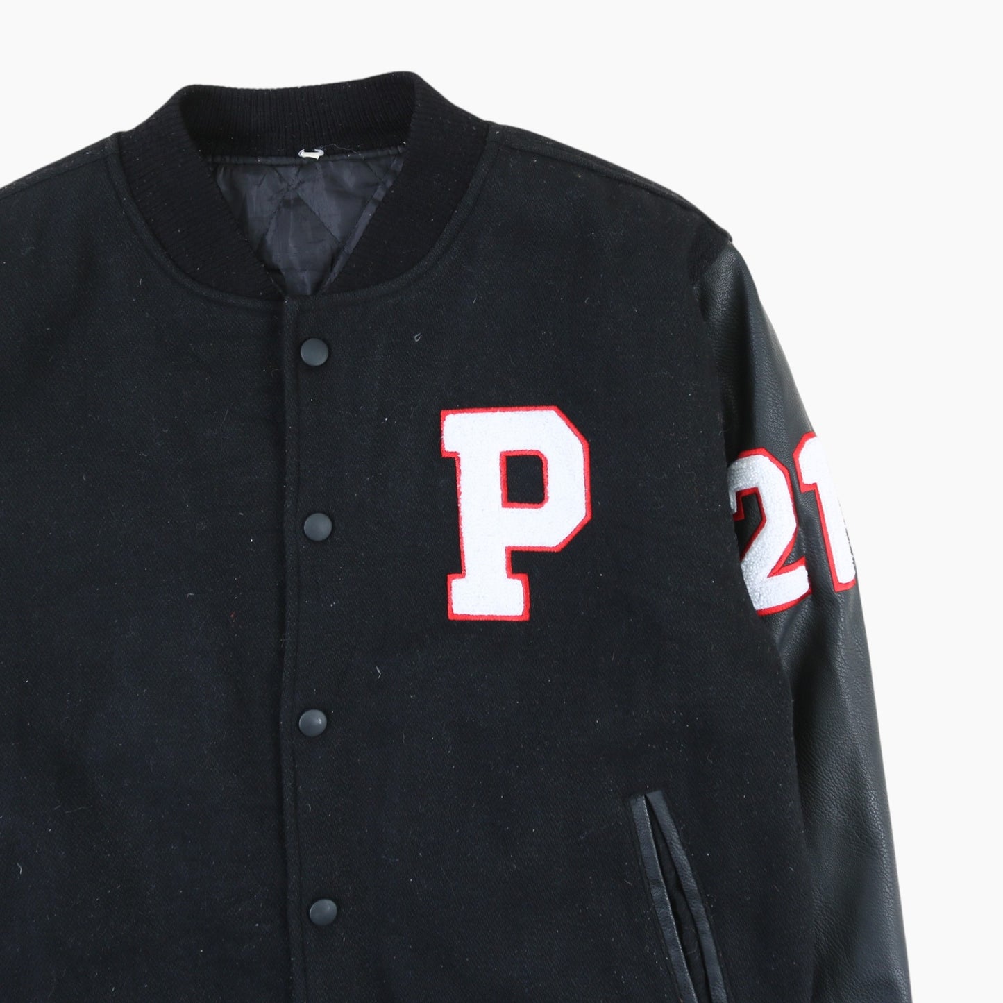 Vintage Varsity 'P' Bomber Jacket - Black