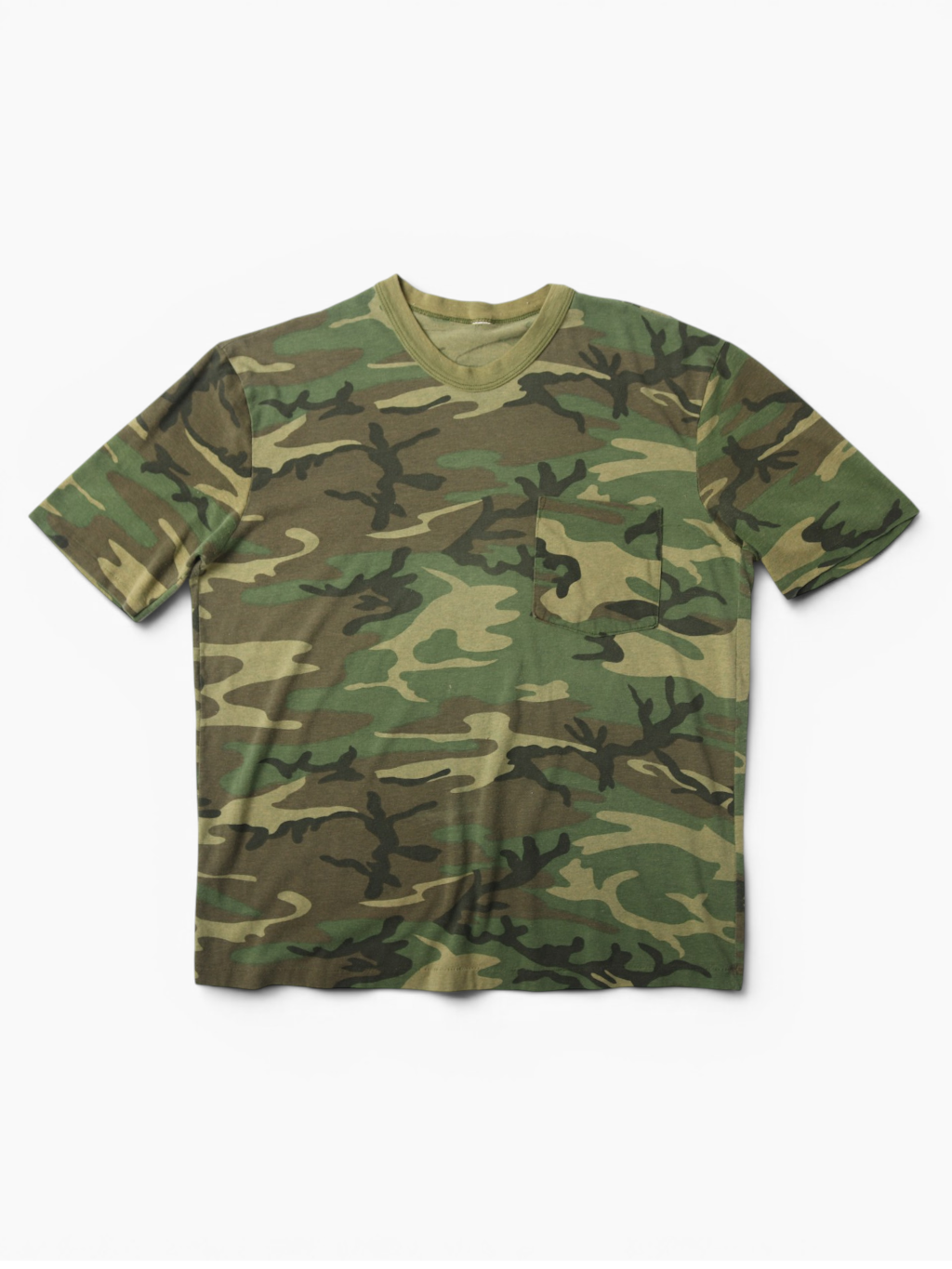 Single Stitch Woodland Camouflage Pocket T-Shirt