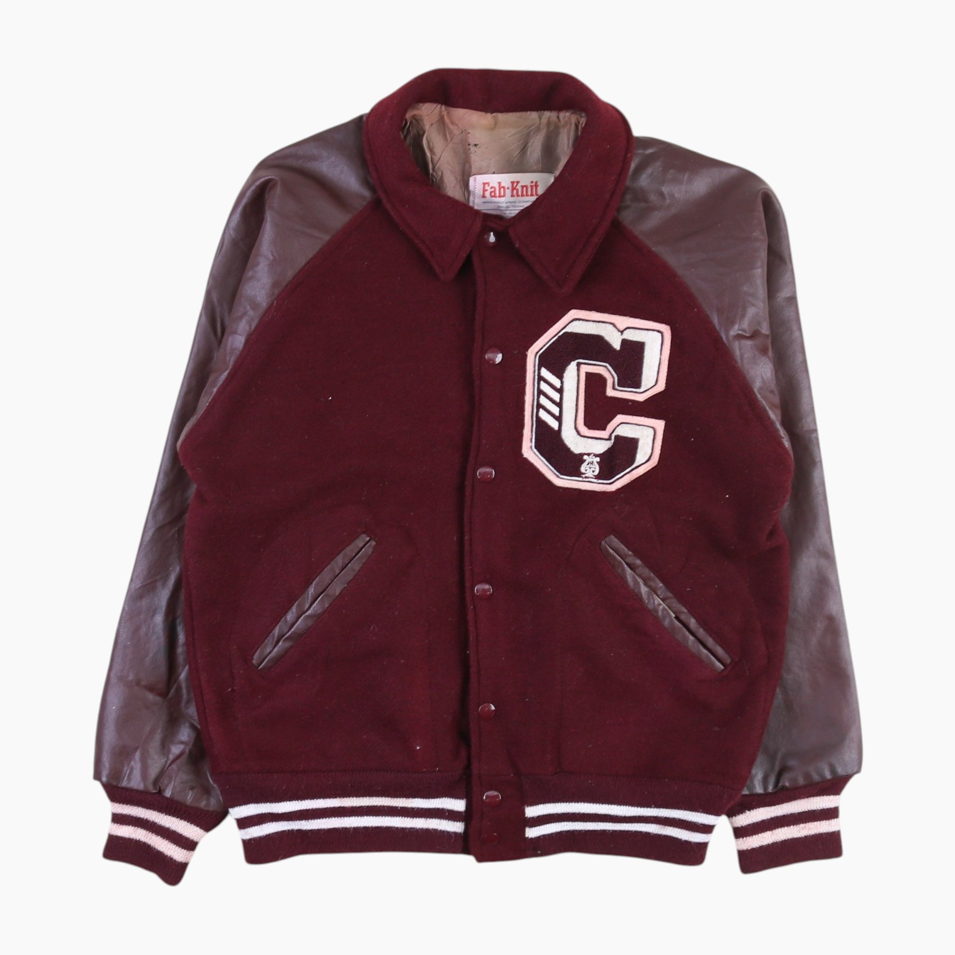 Vintage Varsity 'C' Bomber Jacket - Maroon