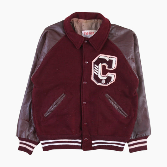 Vintage Varsity 'C' Bomber Jacket - Maroon