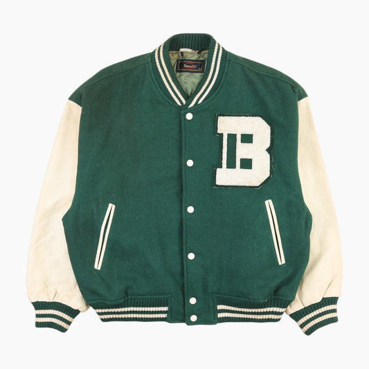 Vintage Varsity 'B' Bomber Jacket - Green