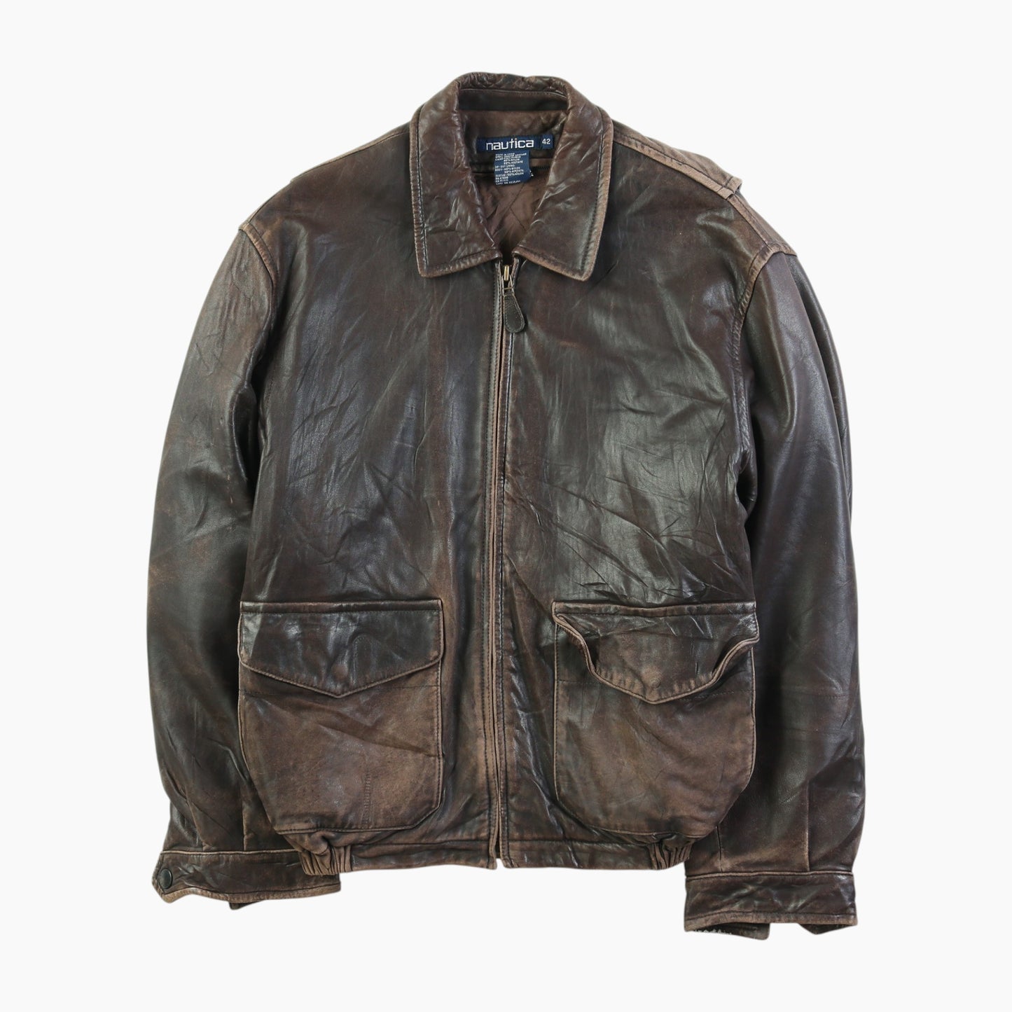 Nautica Leather Bomber Jacket