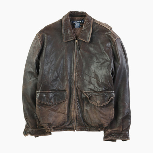Nautica Leather Bomber Jacket