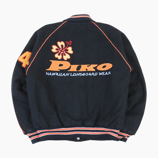 Vintage Varsity 'PIKO' Bomber Jacket - Black