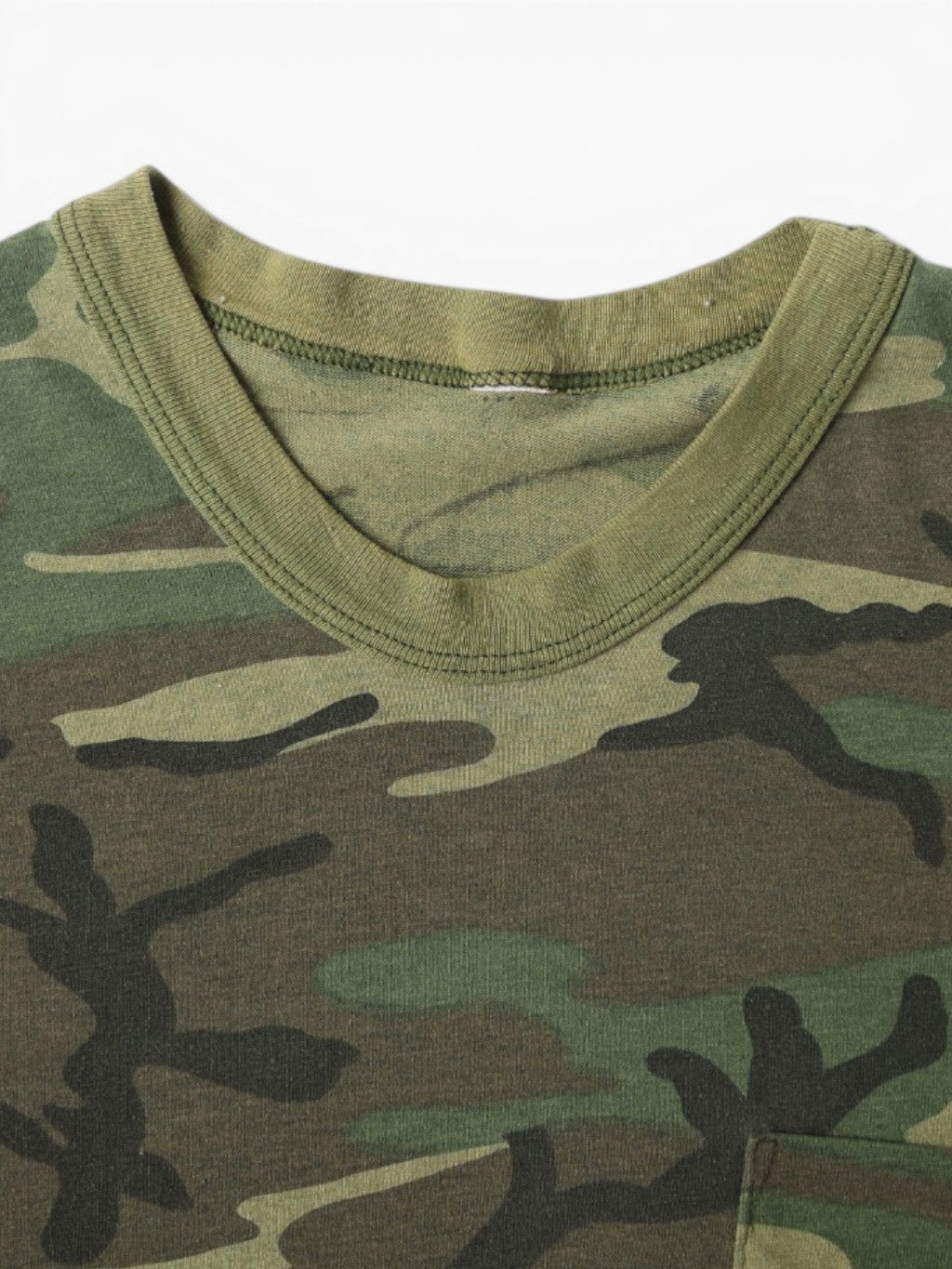 Single Stitch Woodland Camouflage Pocket T-Shirt