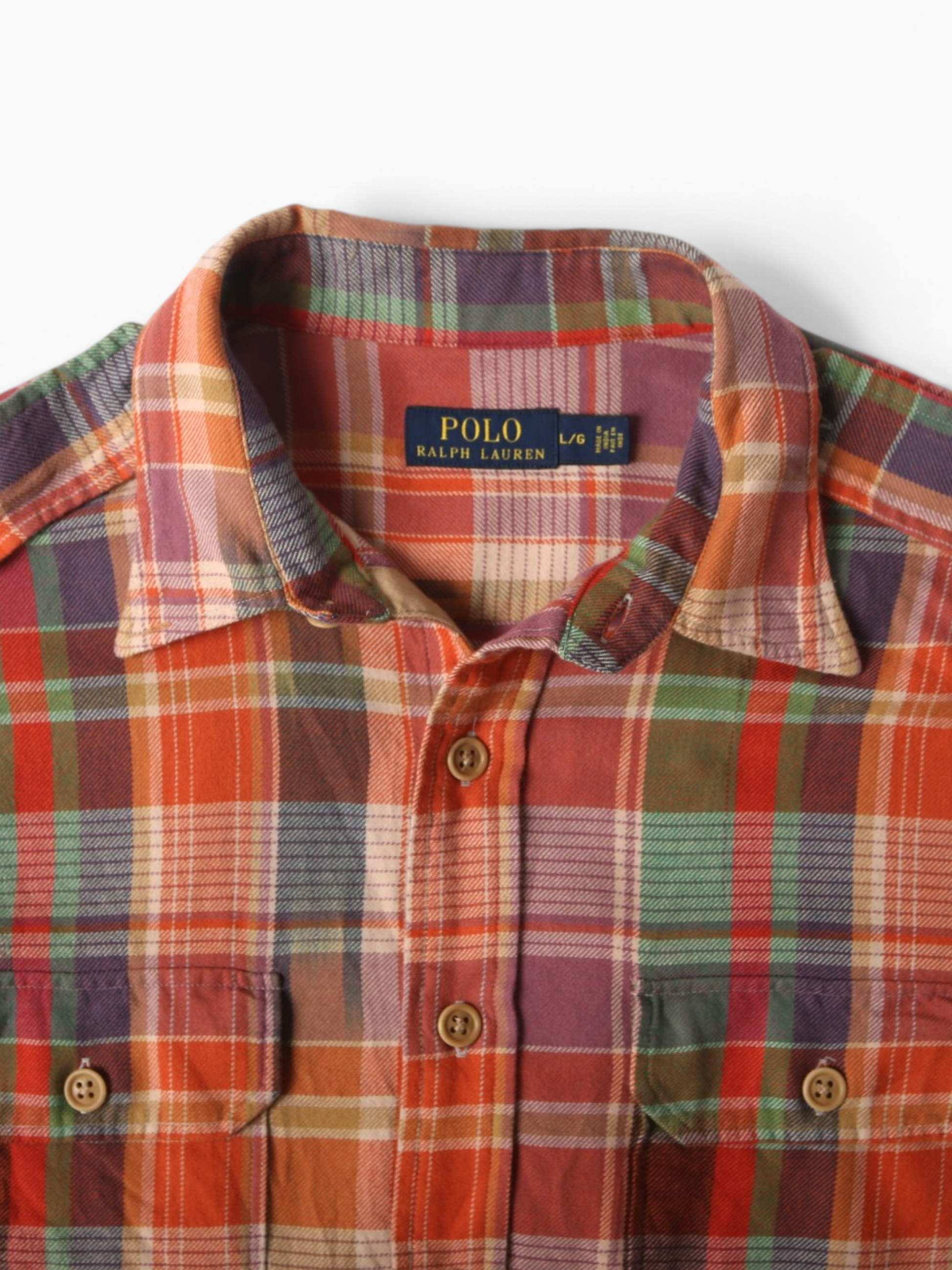 Vintage Flannel Shirt - Orange Check