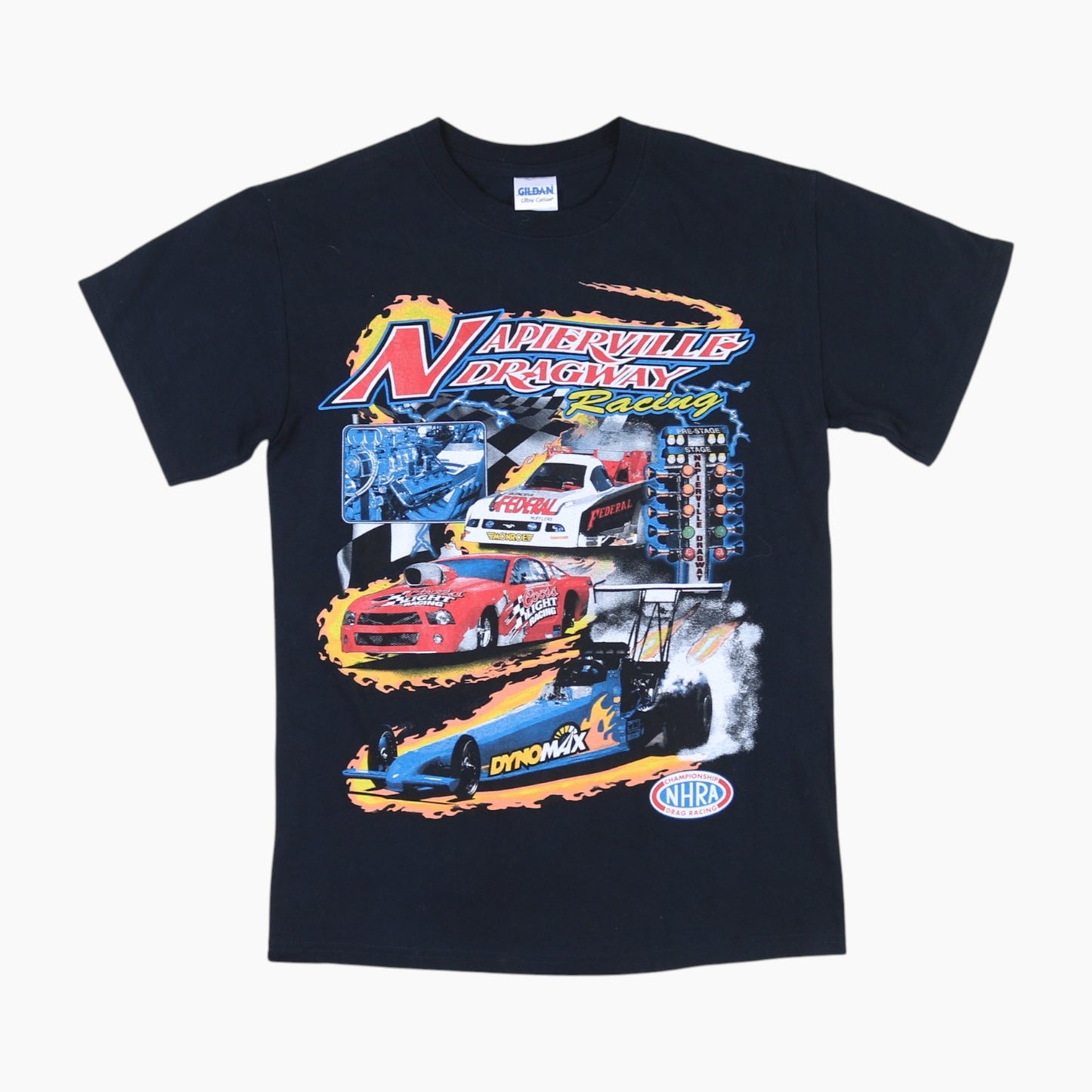 Vintage 'Napierville Dragway Racing' T-shirt - Black