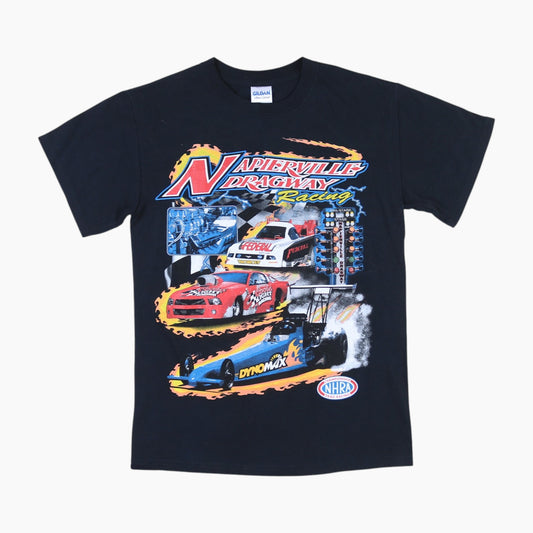Vintage 'Napierville Dragway Racing' T-shirt - Black