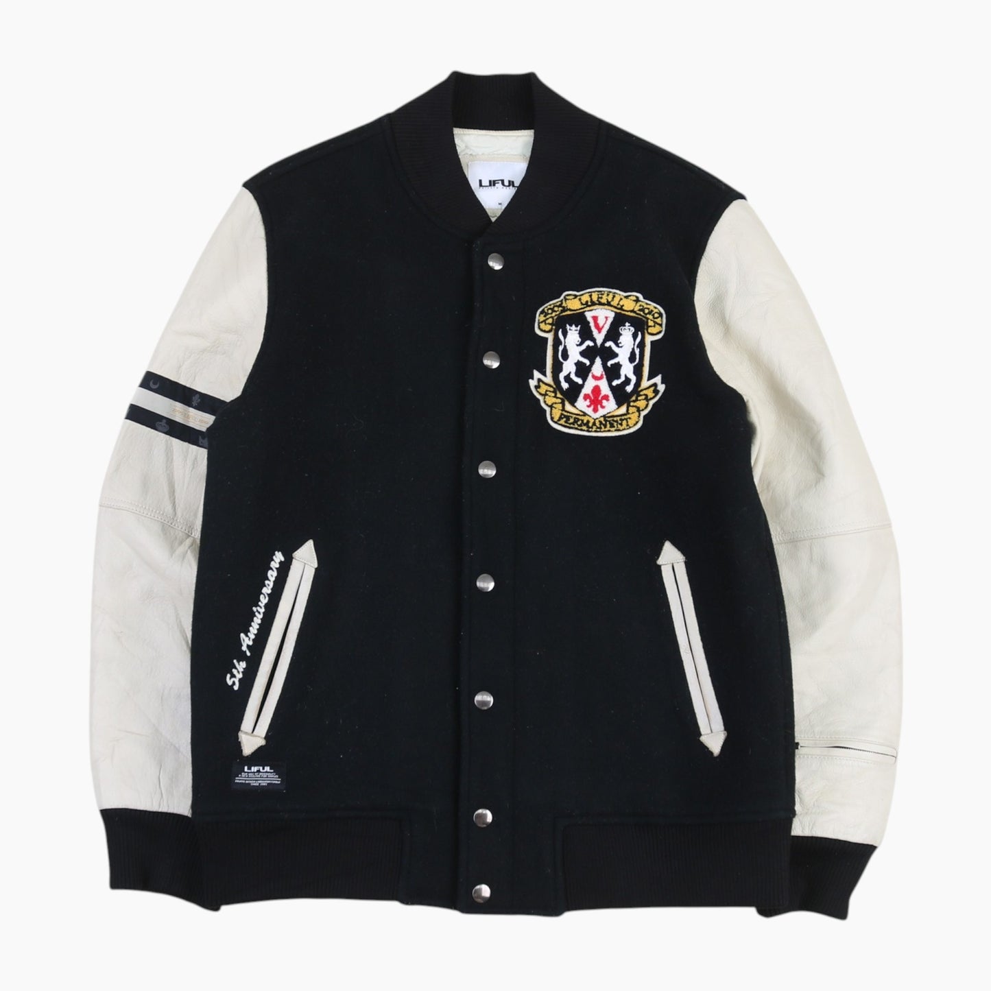 Vintage Varsity 'Liful' Bomber Jacket - Black