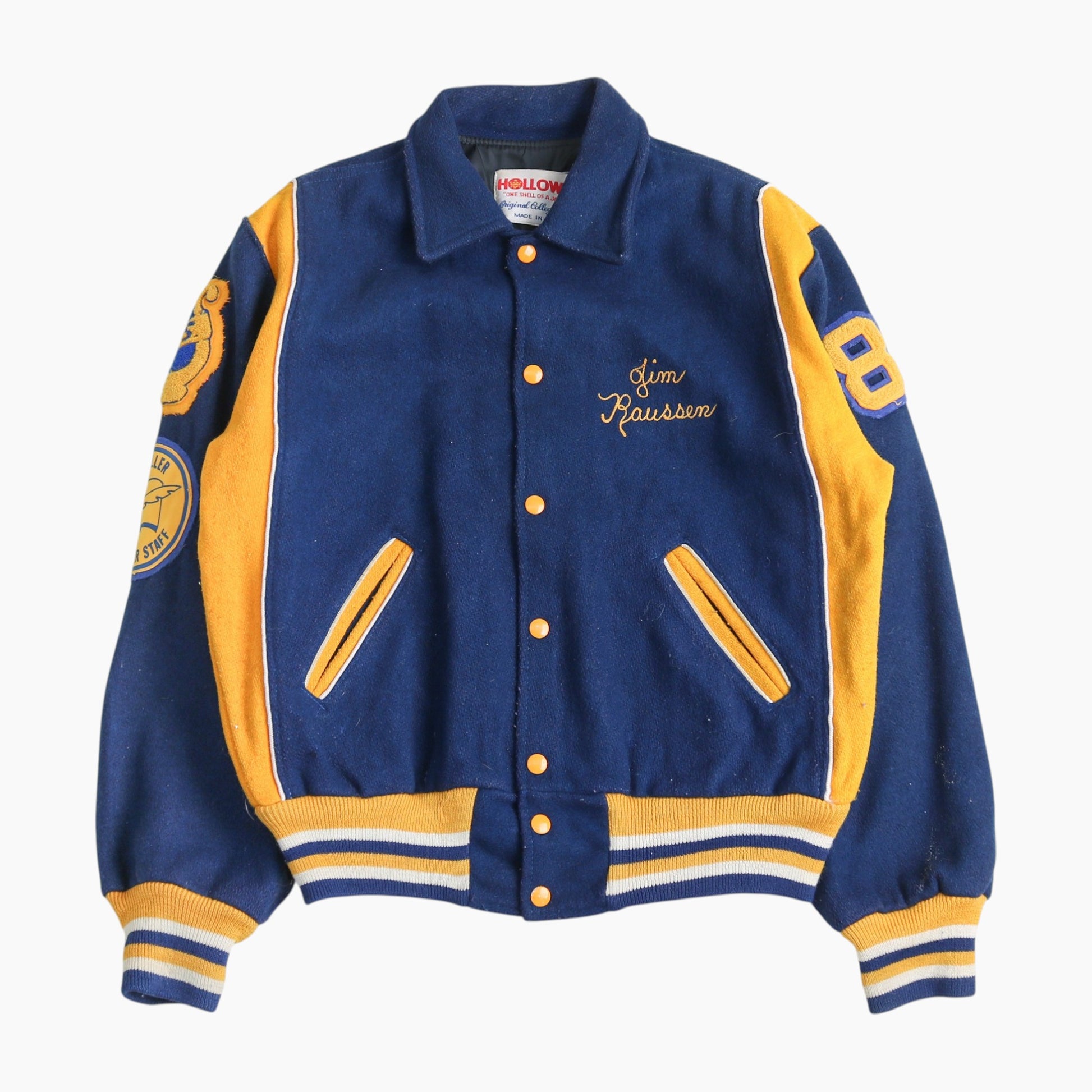 Vintage Varsity 'Moeller' Bomber Jacket - Navy