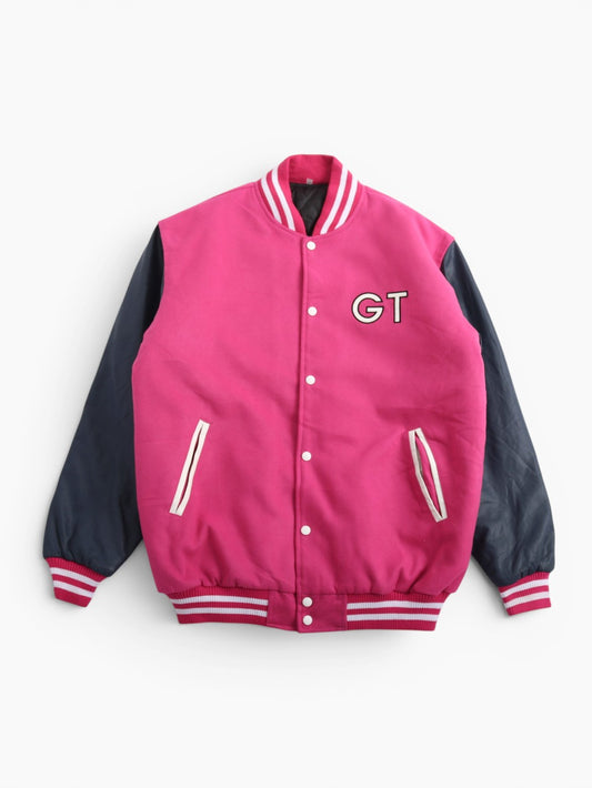 Vintage Varsity 'P' Bomber Jacket - Pink