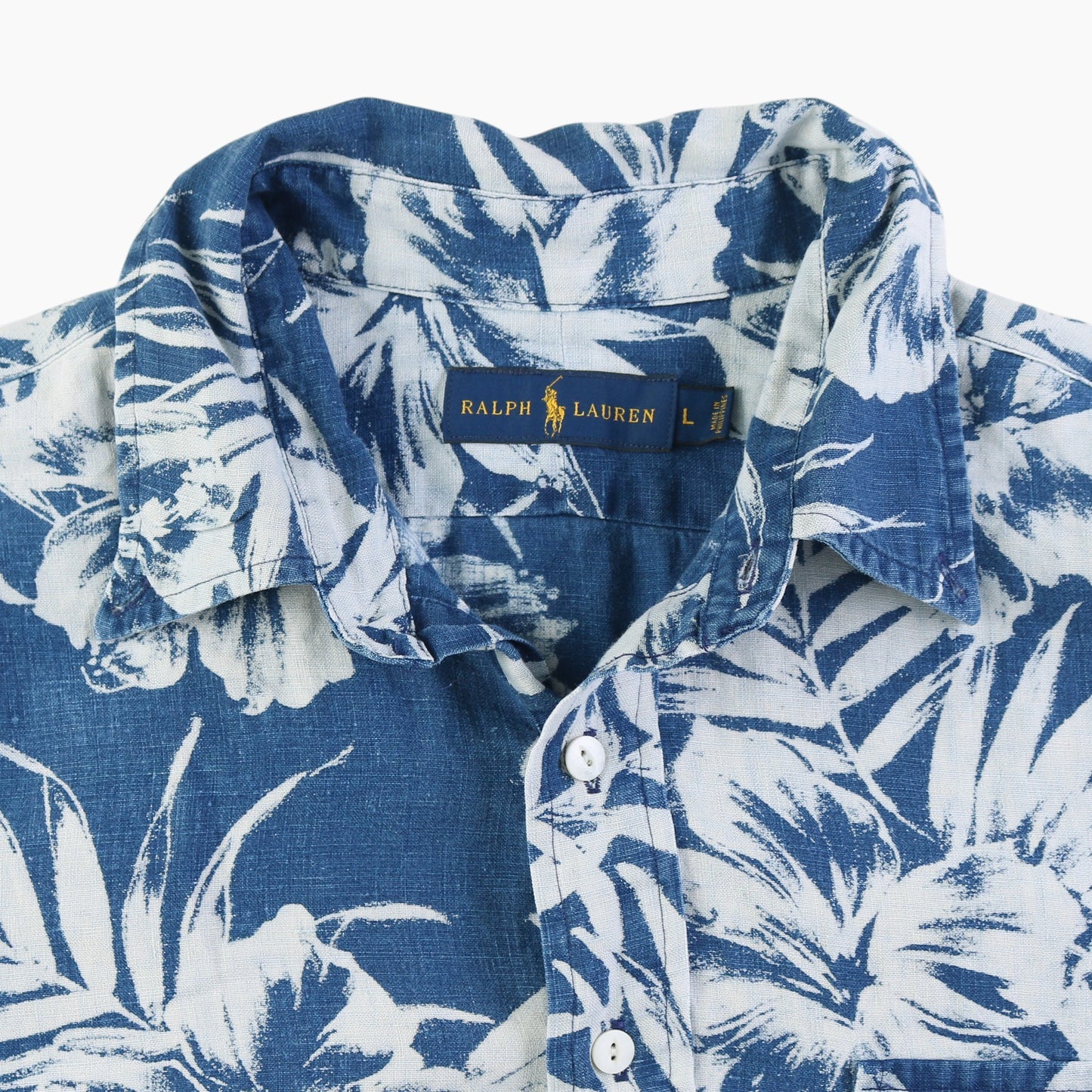 Vintage Shirt - Blue Leaf Print