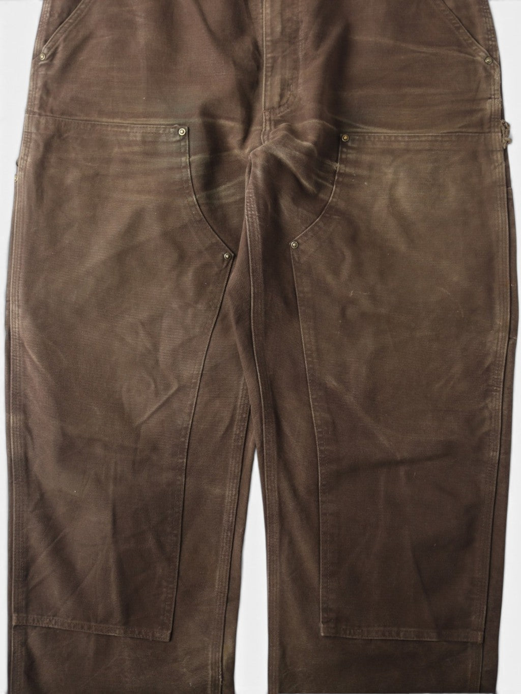 Broken Zip Vintage Double Knee Carpenter Pants - Brown - 36/34