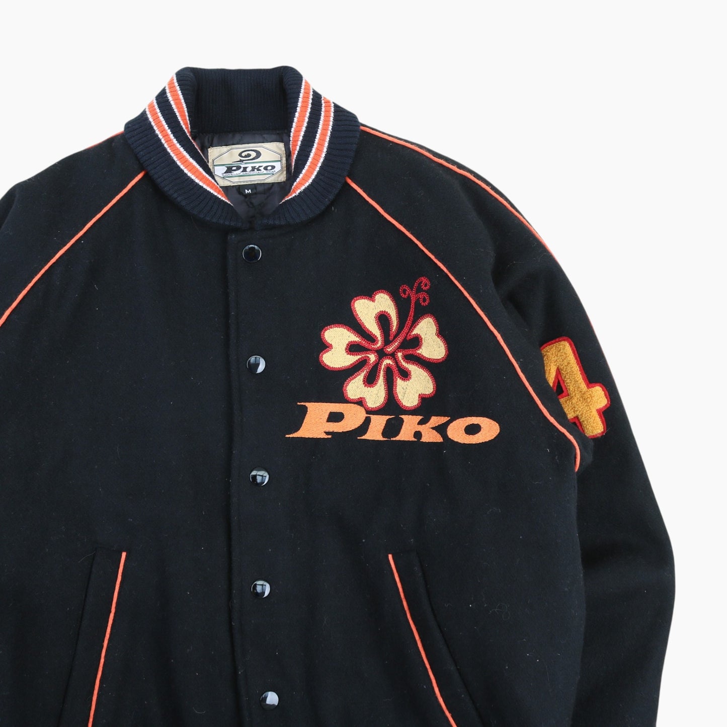 Vintage Varsity 'PIKO' Bomber Jacket - Black