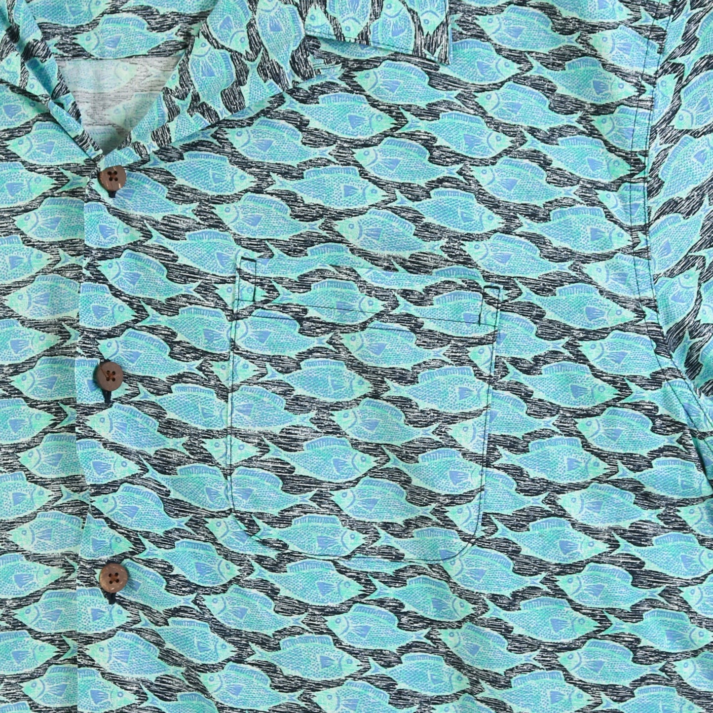 Vintage Shirt - Blue Fish Print