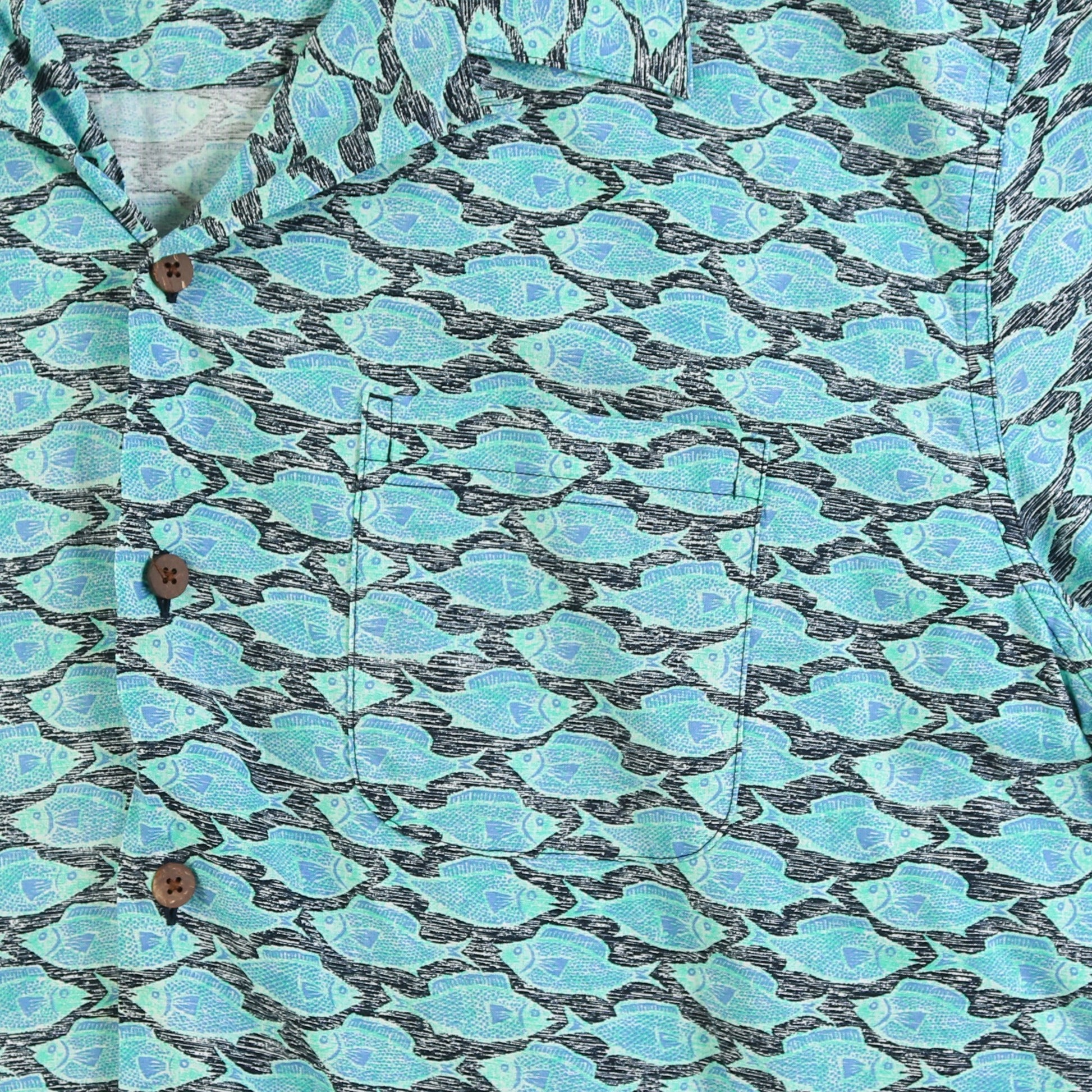 Vintage Shirt - Blue Fish Print