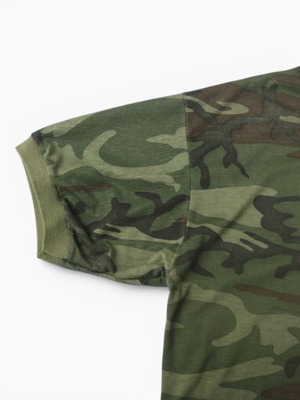Single Stitch Woodland Camouflage Ringer T-Shirt