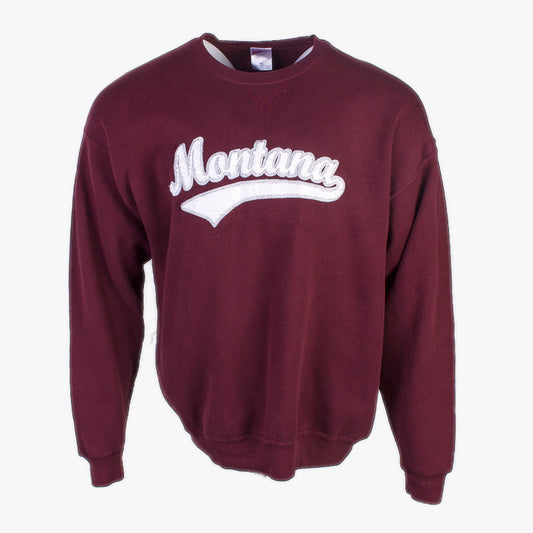 Vintage 'Montana' Graphic Sweatshirt - Maroon - American Madness